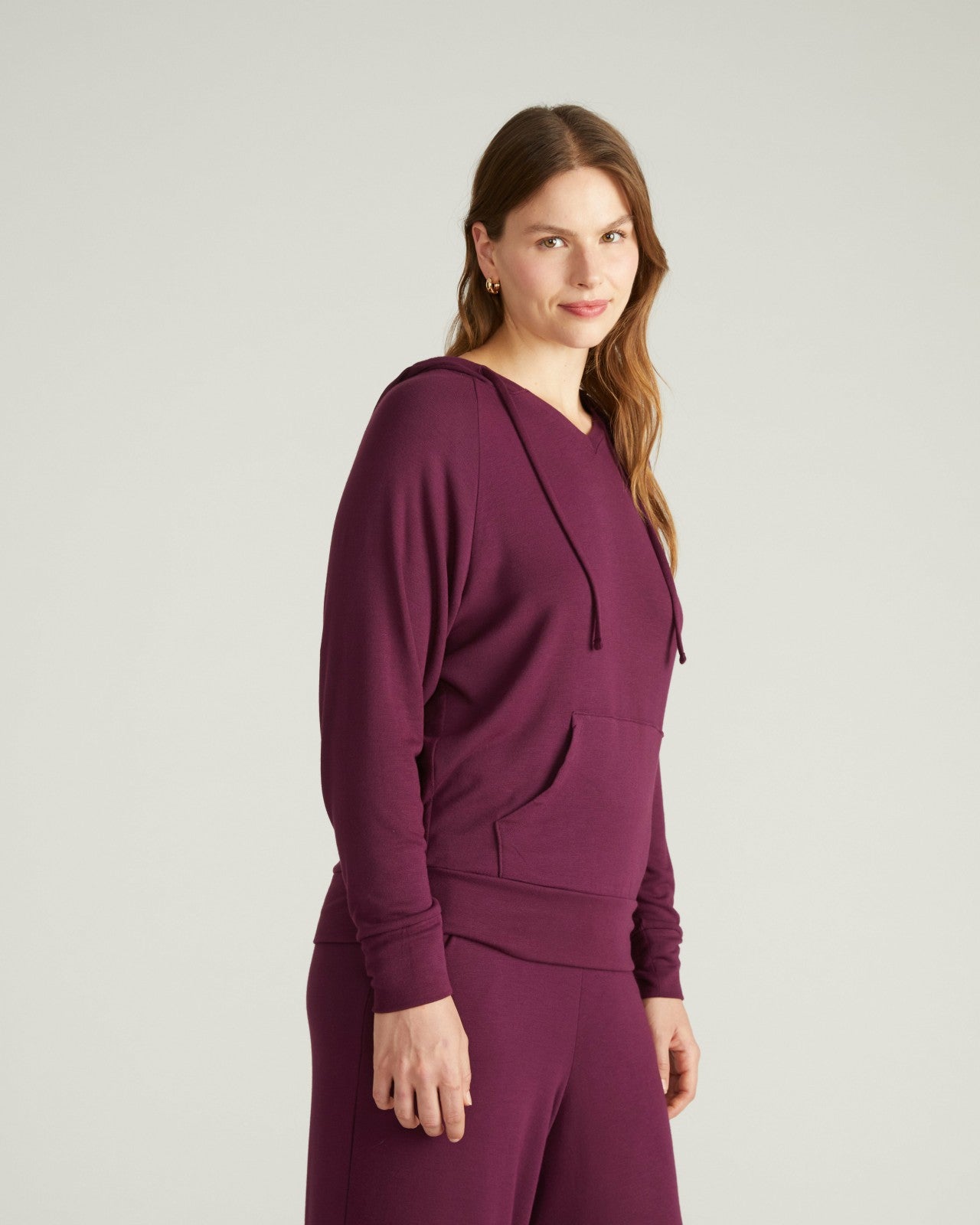 Universal Standard TravelKnit V Neck Hoodie - Gamay