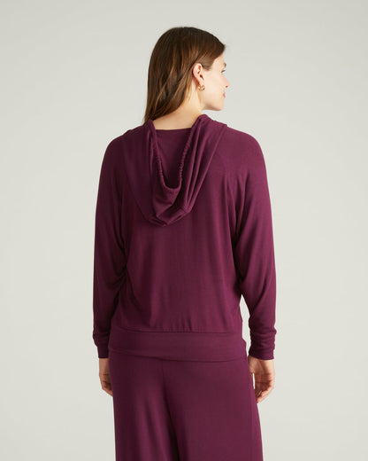 Universal Standard TravelKnit V Neck Hoodie - Gamay
