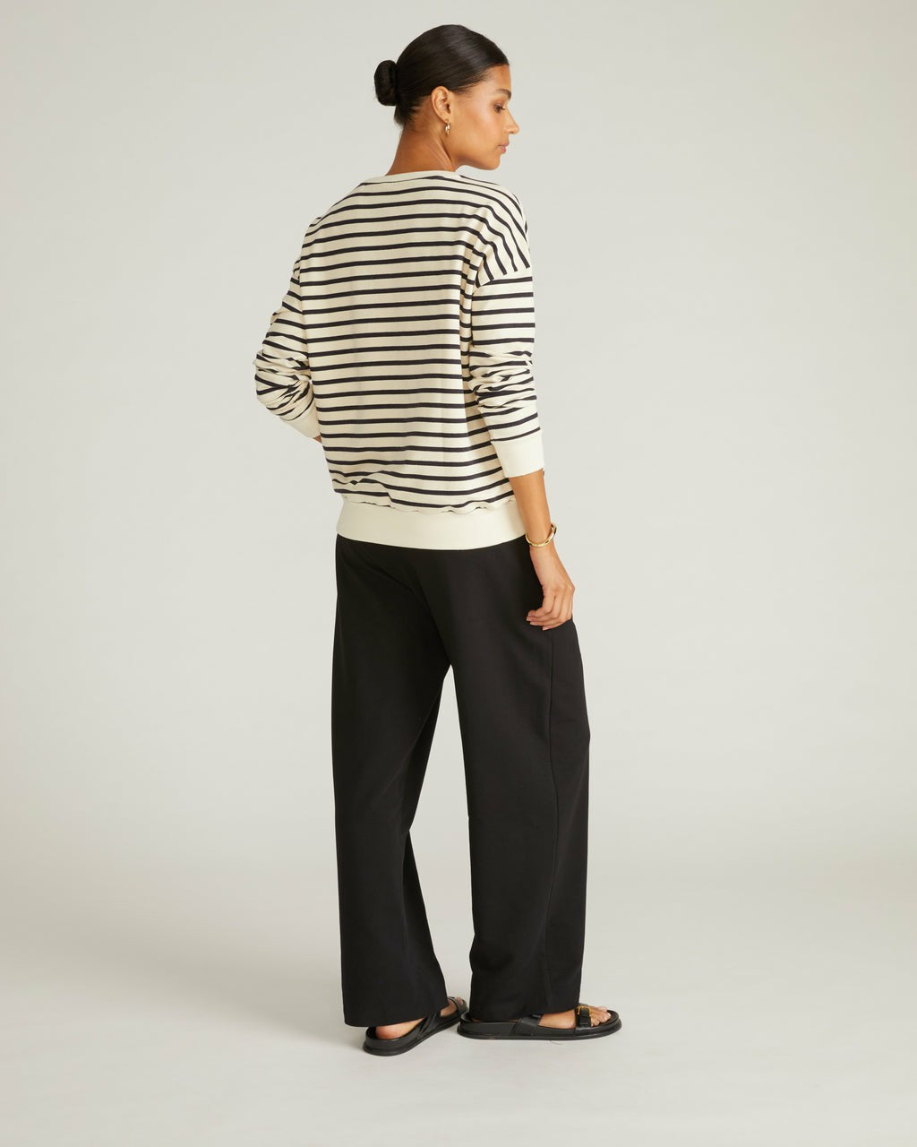 Universal Standard Lauren Classic Sweatshirt - Ecru/Black Stripe