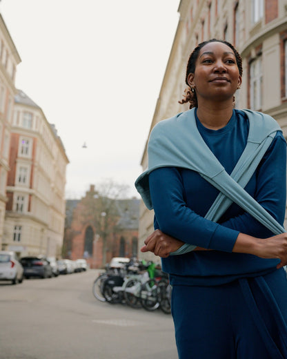 Universal Standard TravelKnit Sweatshirt - Blue Teal