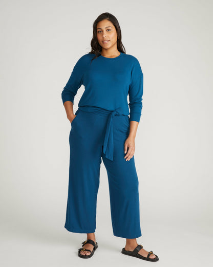 Universal Standard TravelKnit Sweatshirt - Blue Teal