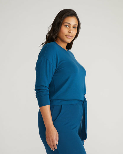 Universal Standard TravelKnit Sweatshirt - Blue Teal