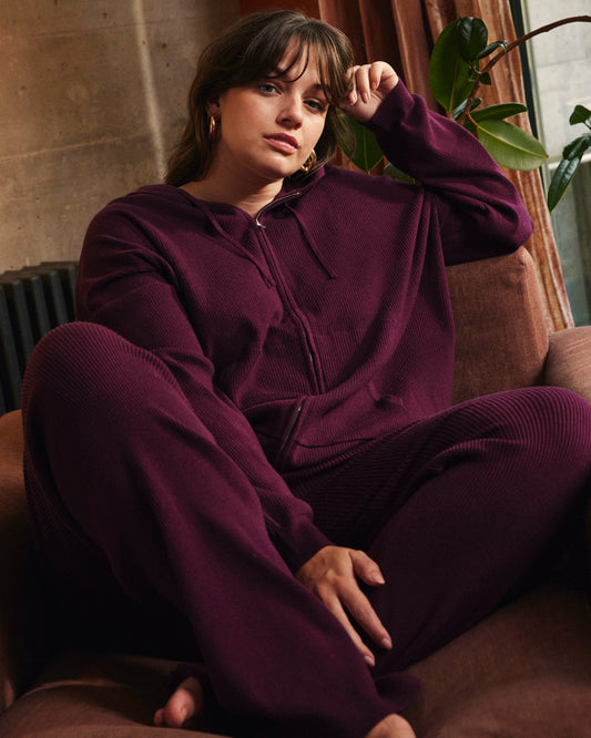 Universal Standard Knitted Mila Zip Hoodie - Acai