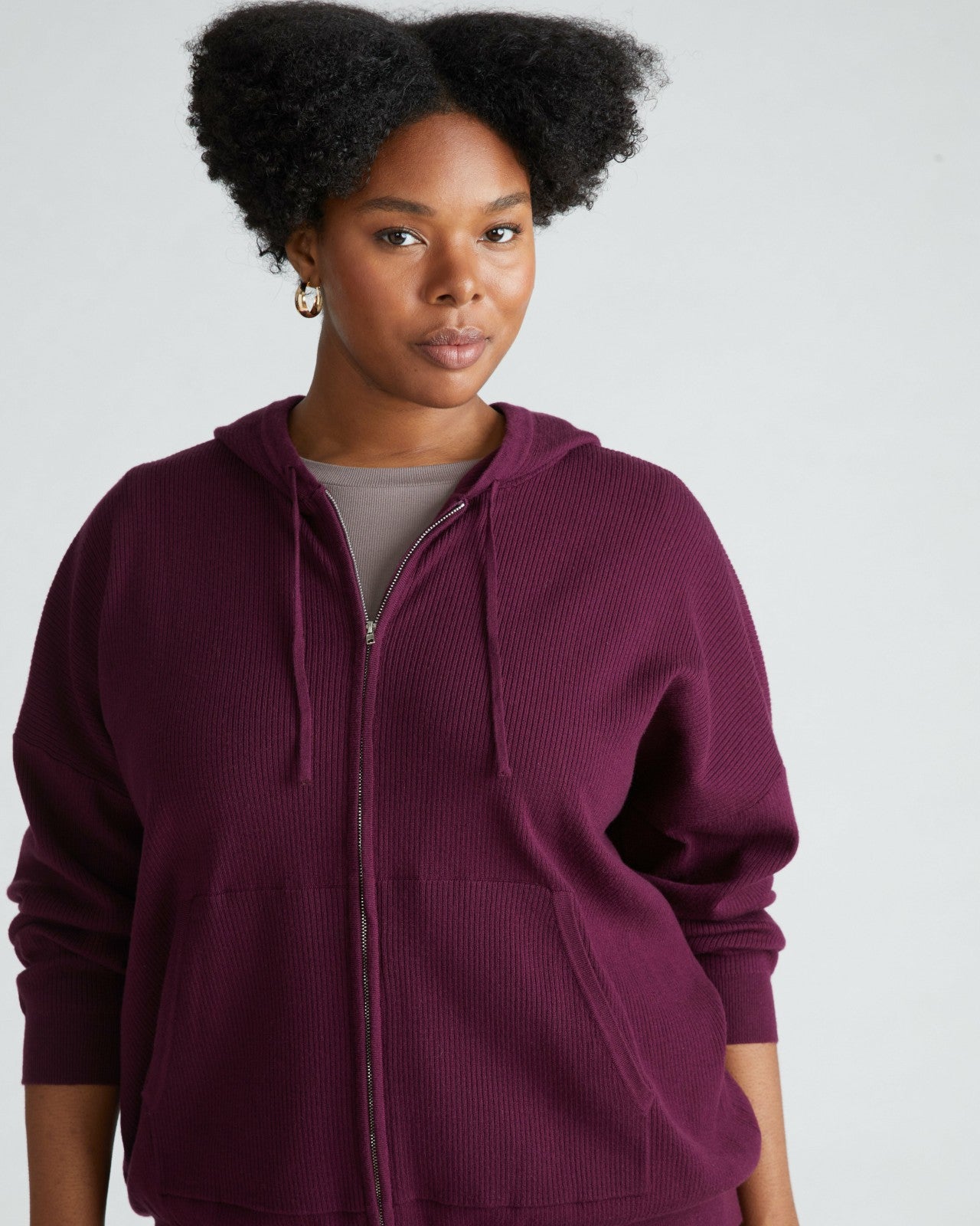 Universal Standard Knitted Mila Zip Hoodie - Acai