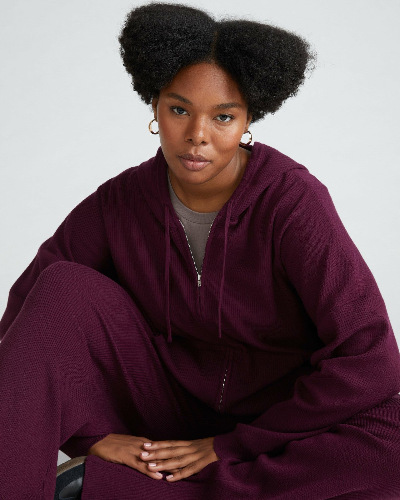 Universal Standard Knitted Mila Zip Hoodie - Acai