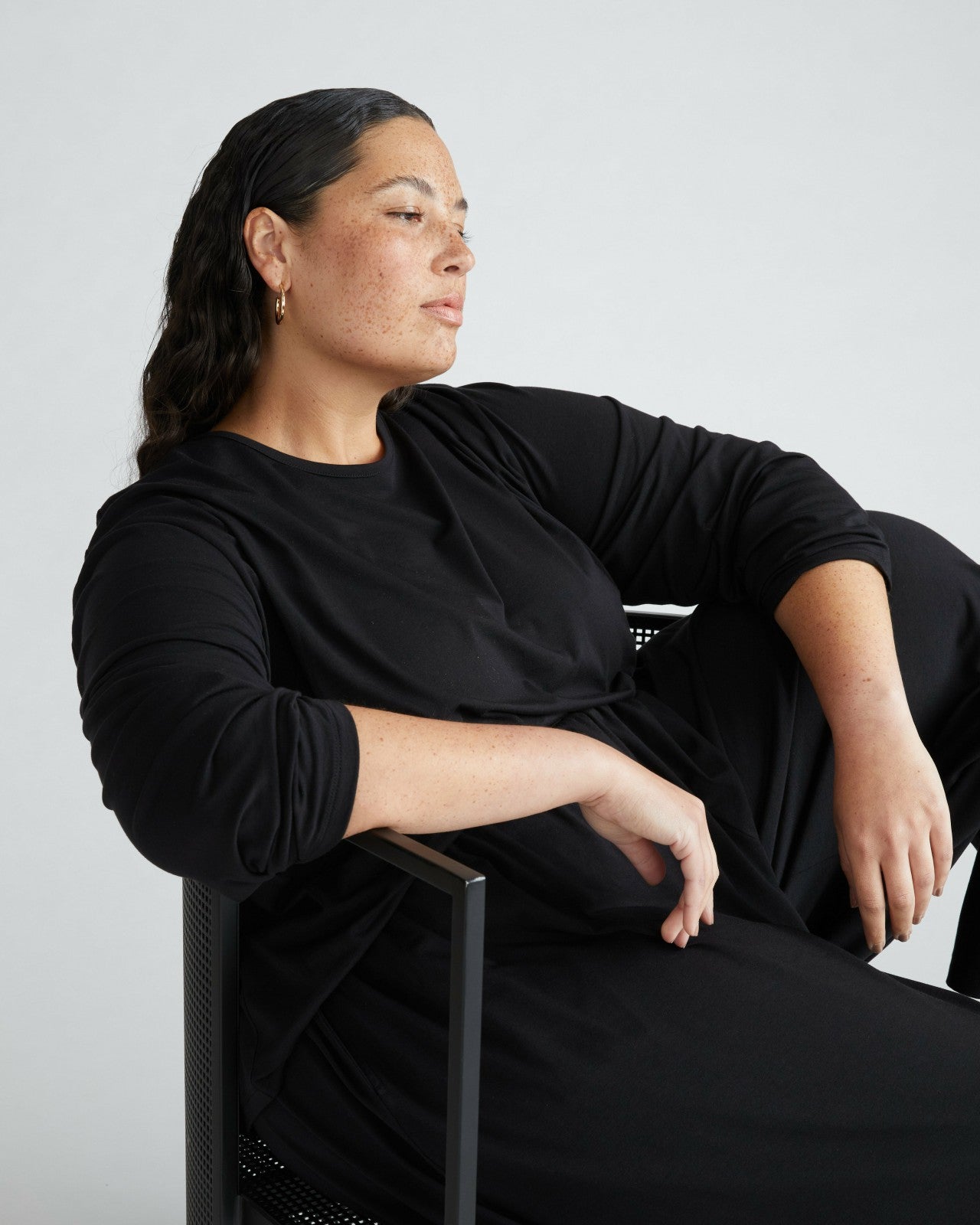 Universal Standard Pina Long Sleeve Lounge Tee - Black