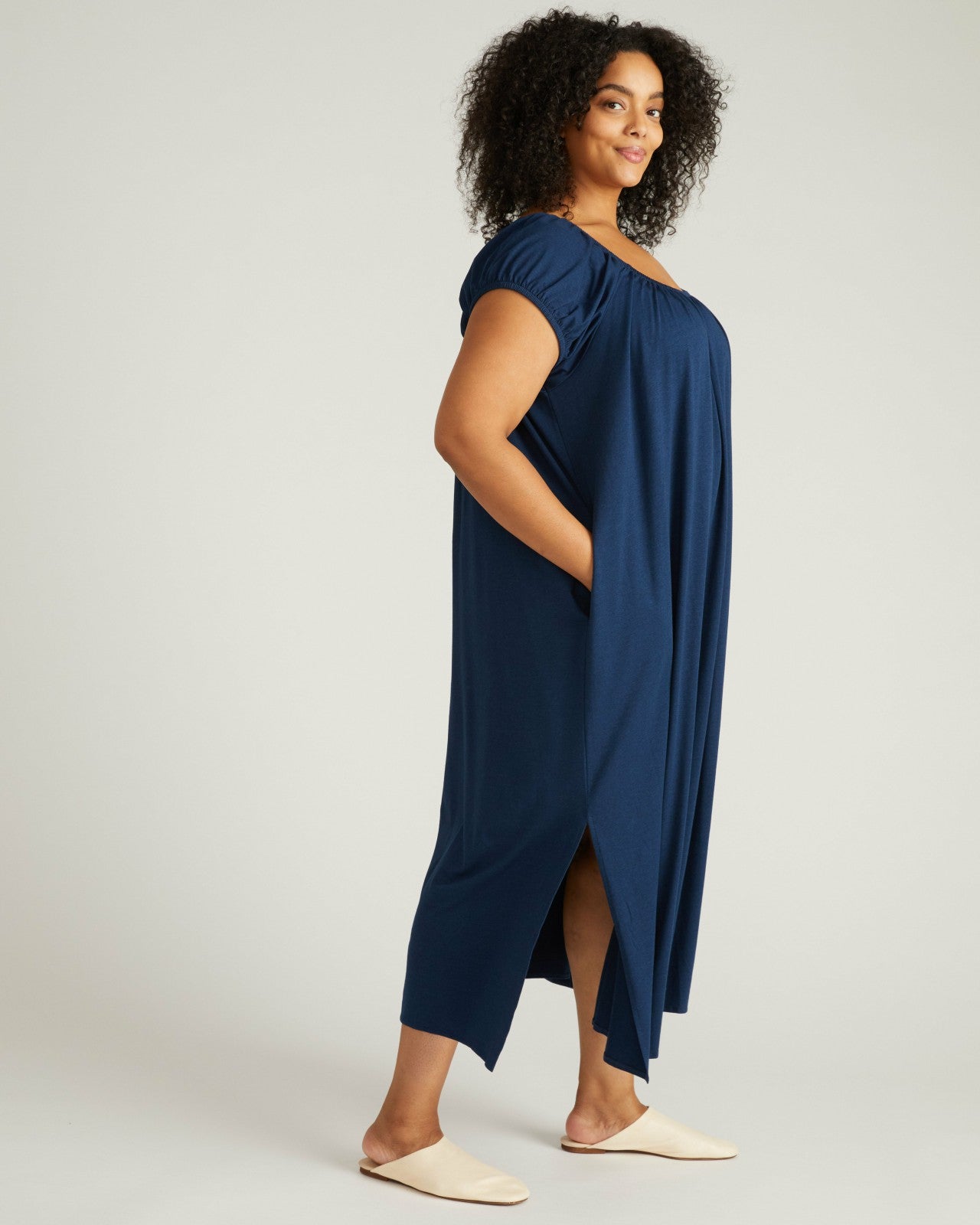 Universal Standard Lilian Long Sleep Dress - Pageant Blue