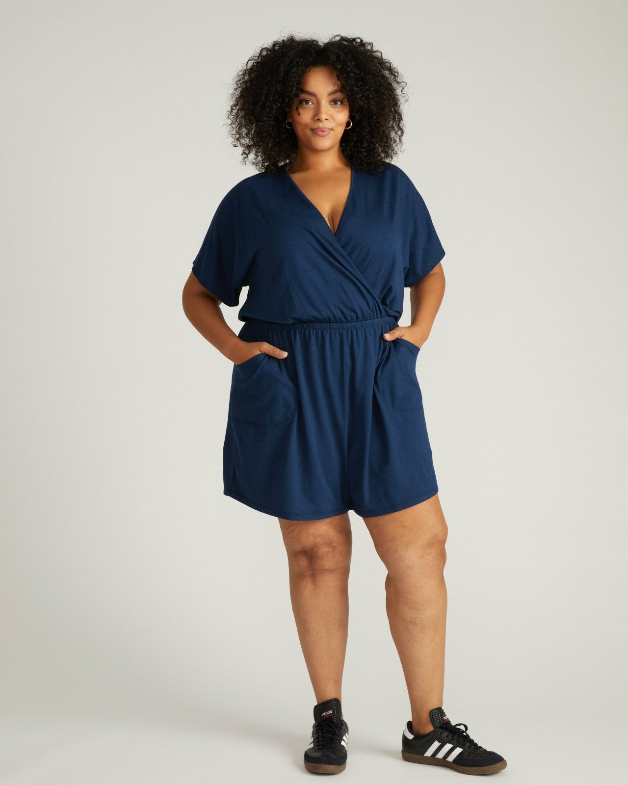 Universal Standard Nora Cross Front Romper - Pageant Blue