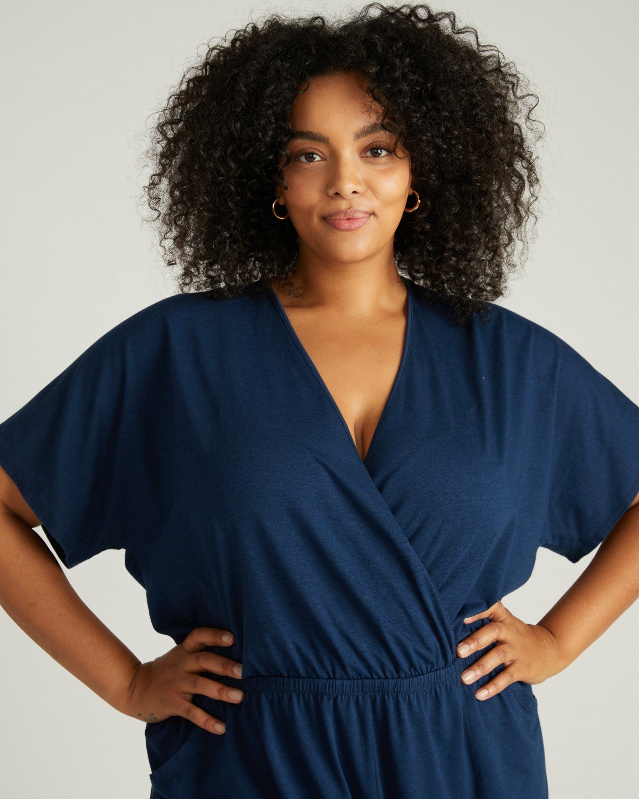 Universal Standard Nora Cross Front Romper - Pageant Blue