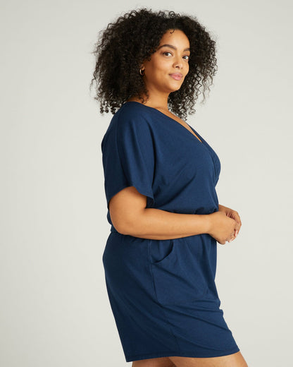 Universal Standard Nora Cross Front Romper - Pageant Blue
