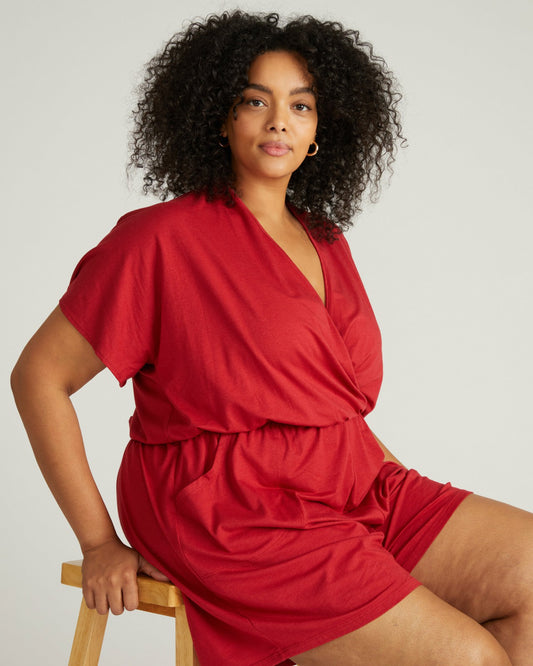Universal Standard Nora Cross Front Romper - Raspberry