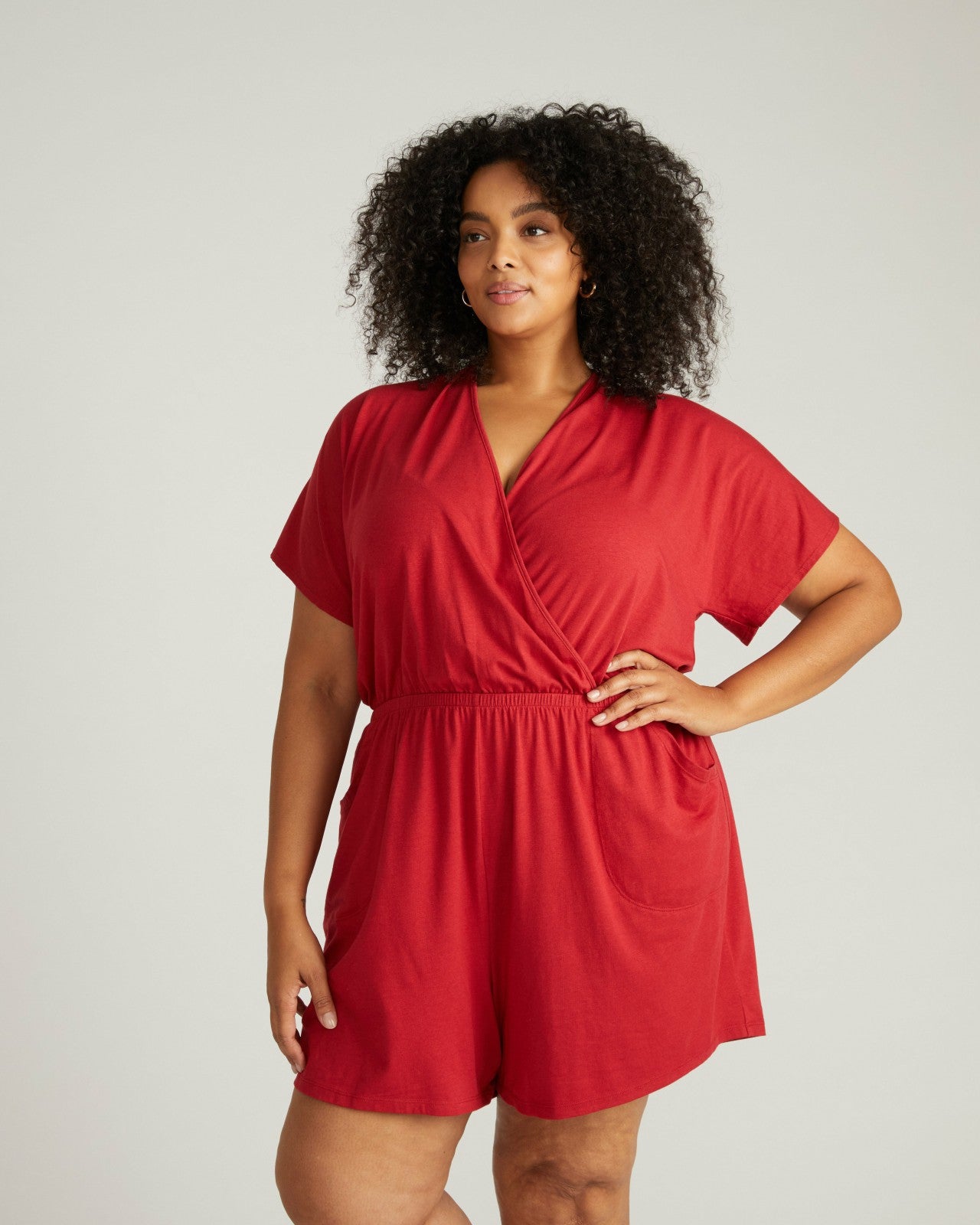 Universal Standard Nora Cross Front Romper - Raspberry