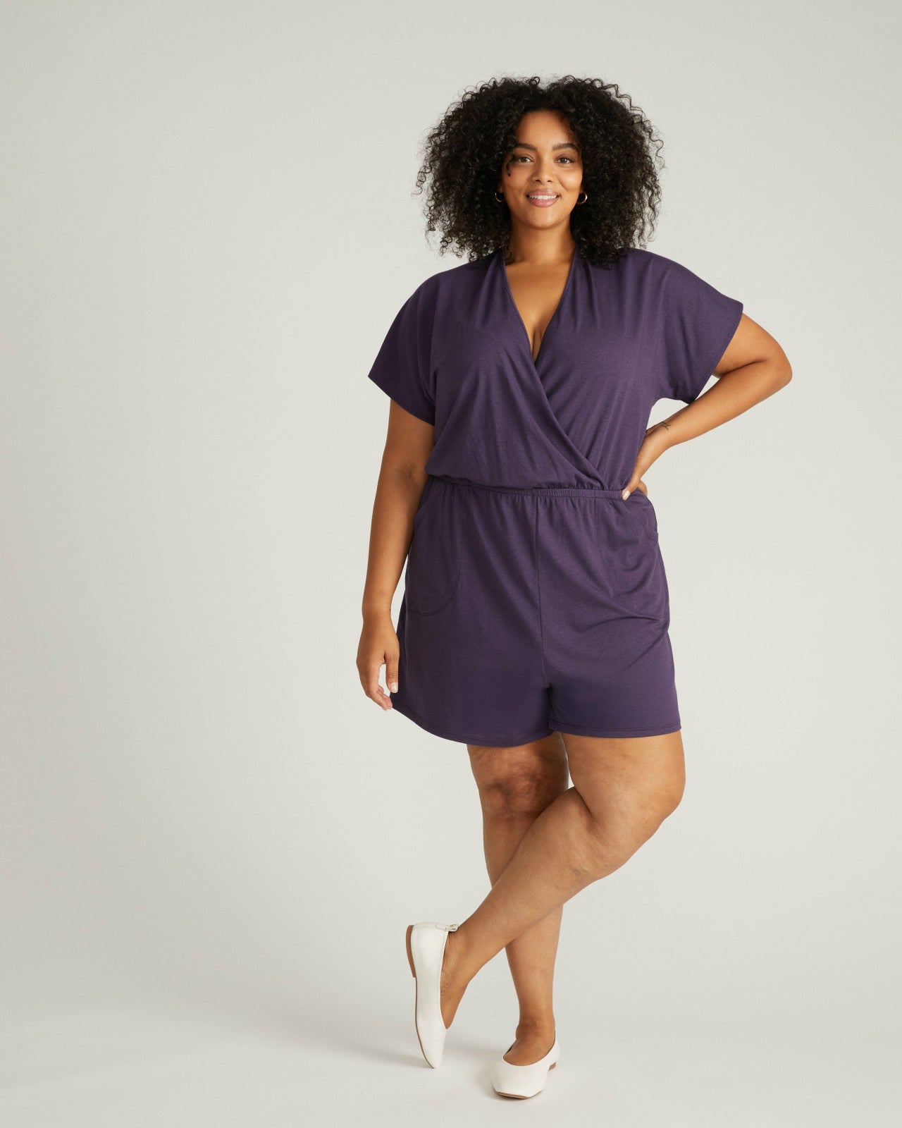 Universal Standard Nora Cross Front Romper - Anthracite