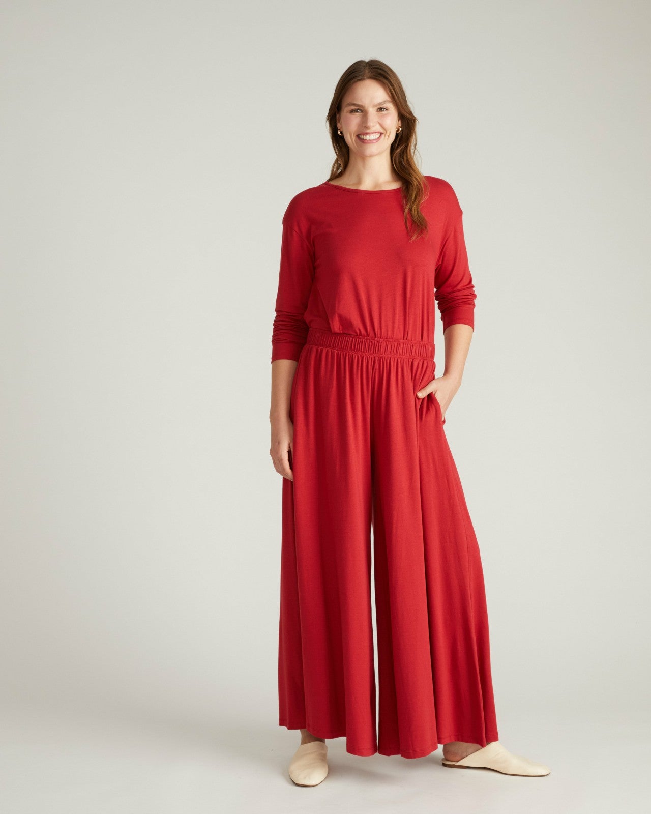 Universal Standard Isadora Wide Leg Lounge Pants - Raspberry