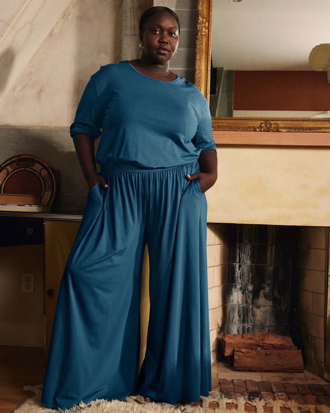Universal Standard Isadora Wide Leg Lounge Pants - Deep Sea