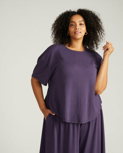 Universal Standard Pina Short Sleeve Lounge Tee - Anthracite