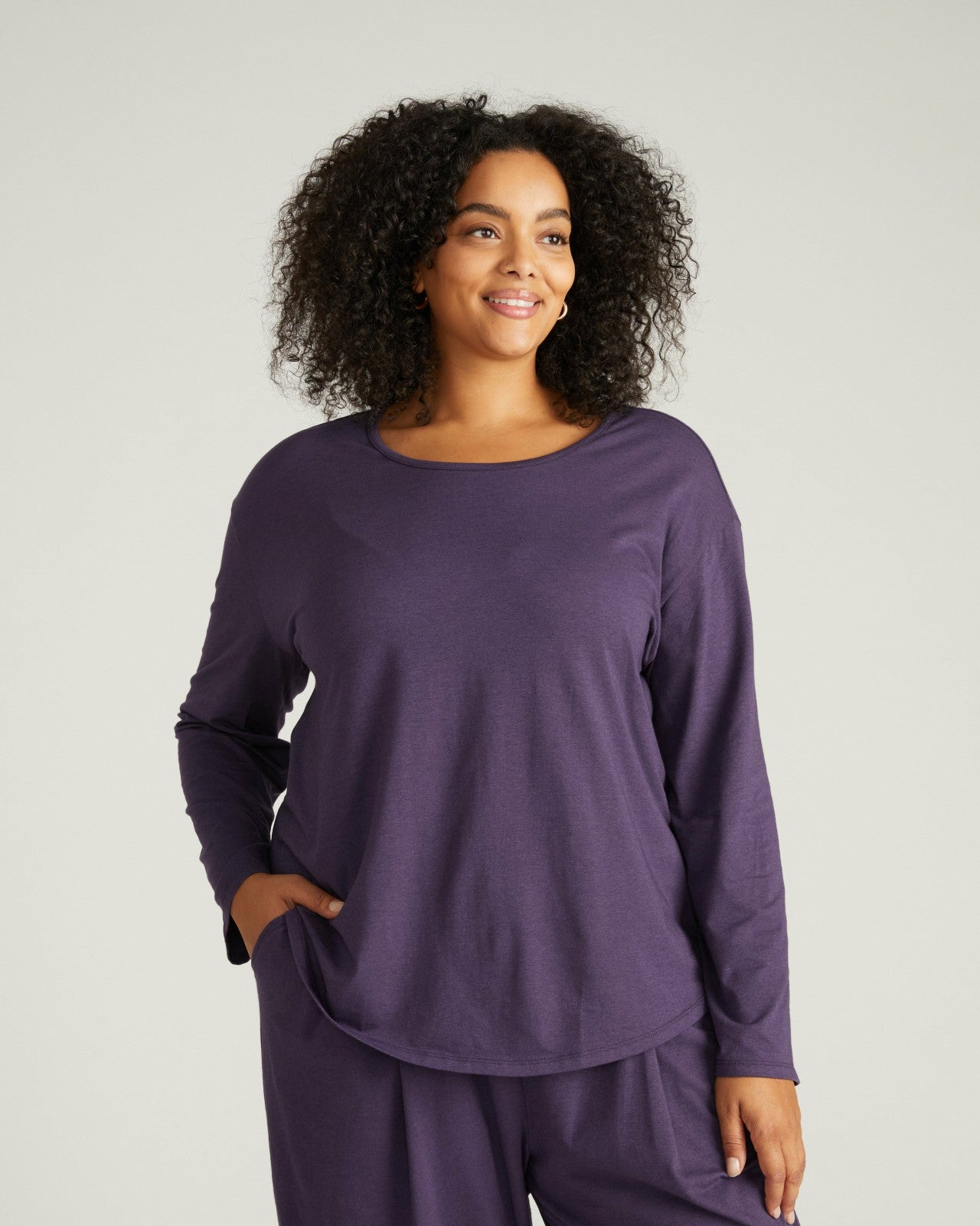 Universal Standard Pina Long Sleeve Lounge Tee - Anthracite