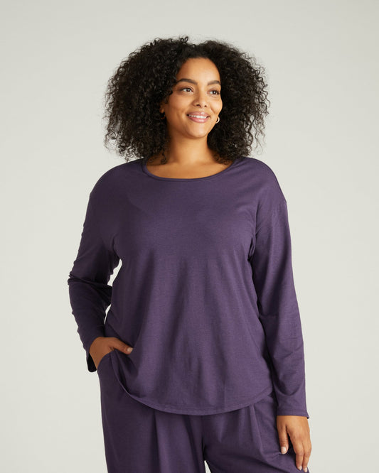 Universal Standard Pina Long Sleeve Lounge Tee - Anthracite