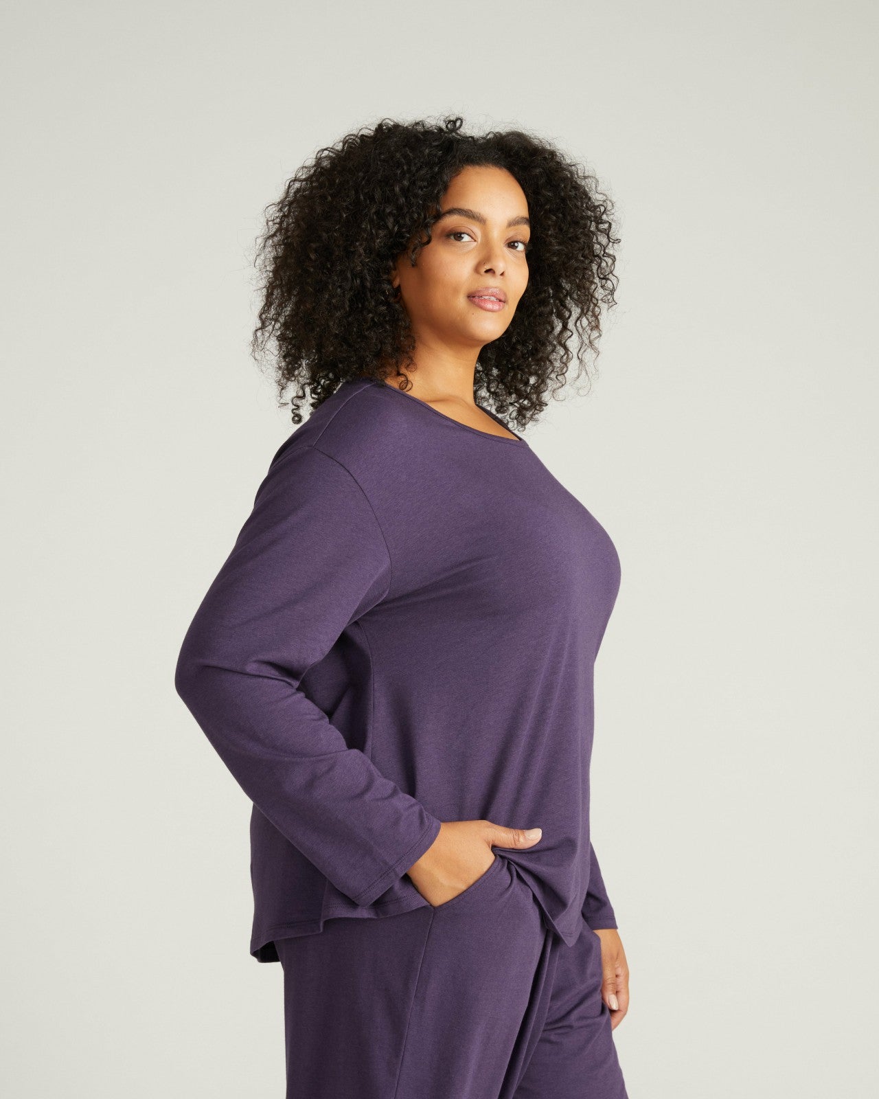 Universal Standard Pina Long Sleeve Lounge Tee - Anthracite