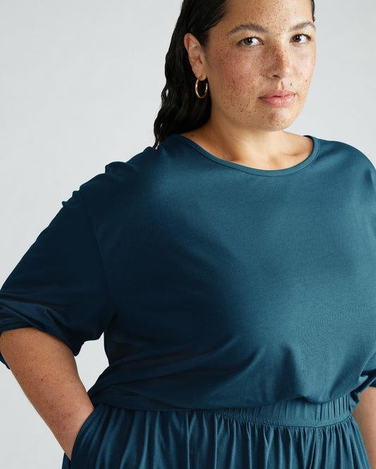Universal Standard Pina Long Sleeve Lounge Tee - Deep Sea