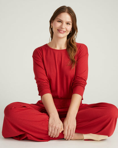 Universal Standard Pina Long Sleeve Lounge Tee - Raspberry