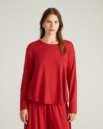 Universal Standard Pina Long Sleeve Lounge Tee - Raspberry