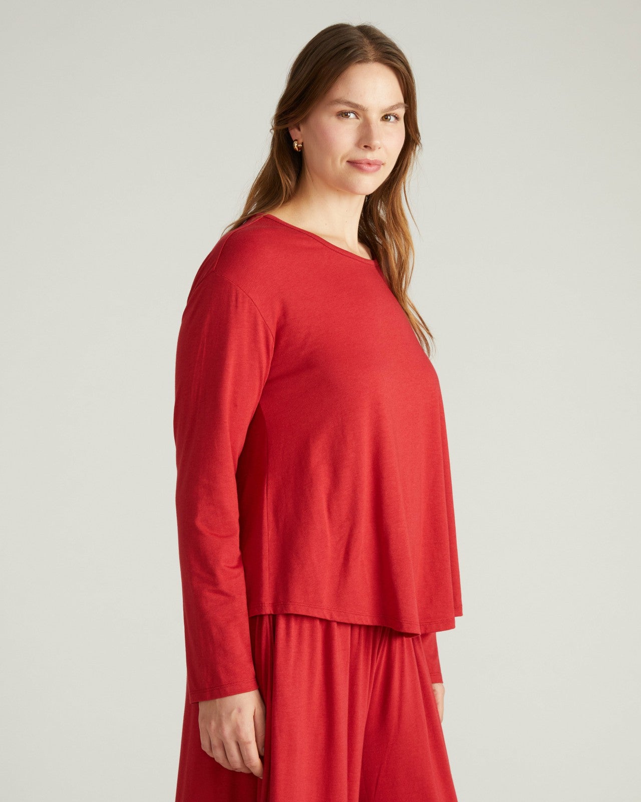 Universal Standard Pina Long Sleeve Lounge Tee - Raspberry