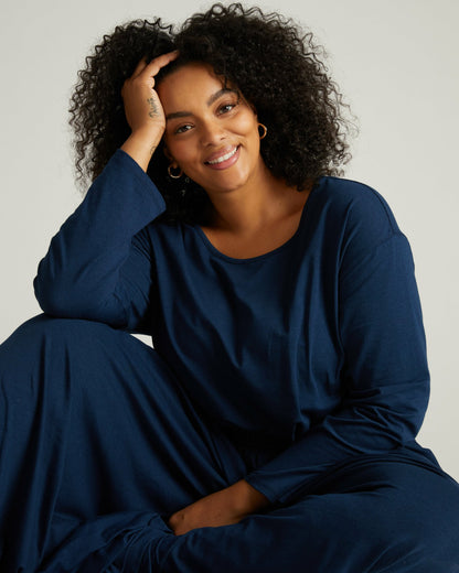 Universal Standard Pina Long Sleeve Lounge Tee - Pageant Blue