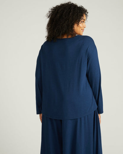 Universal Standard Pina Long Sleeve Lounge Tee - Pageant Blue
