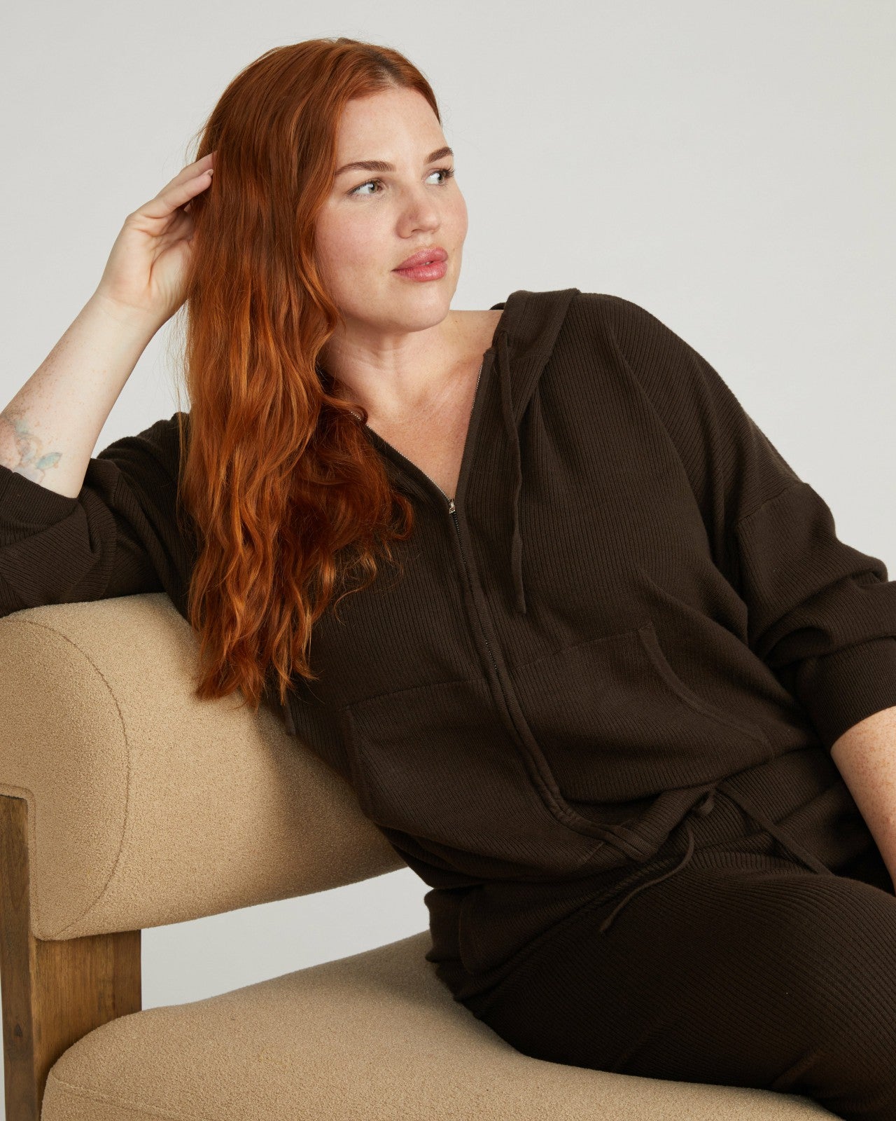 Universal Standard Knitted Mila Zip Hoodie - Espresso