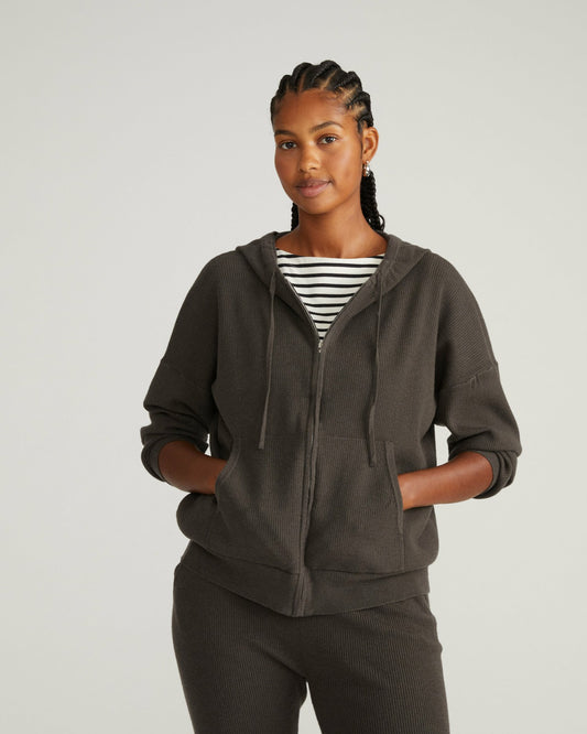 Universal Standard Knitted Mila Zip Hoodie - Graphite