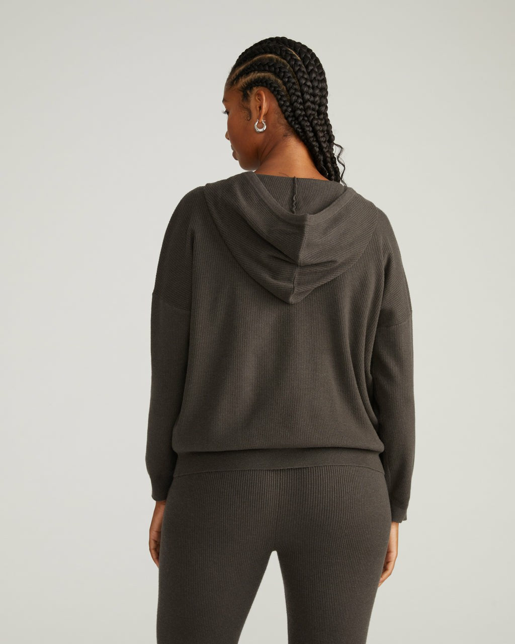 Universal Standard Knitted Mila Zip Hoodie - Graphite