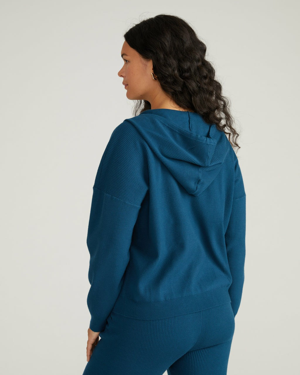 Universal Standard Knitted Mila Zip Hoodie - Deep Teal