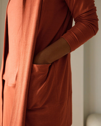 Universal Standard TravelKnit Minimalist Cardigan - Warm Russet