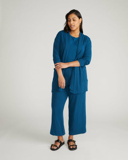 Universal Standard TravelKnit Minimalist Cardigan - Blue Teal