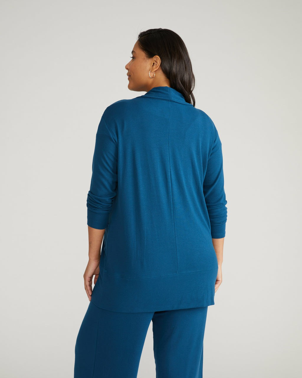 Universal Standard TravelKnit Minimalist Cardigan - Blue Teal
