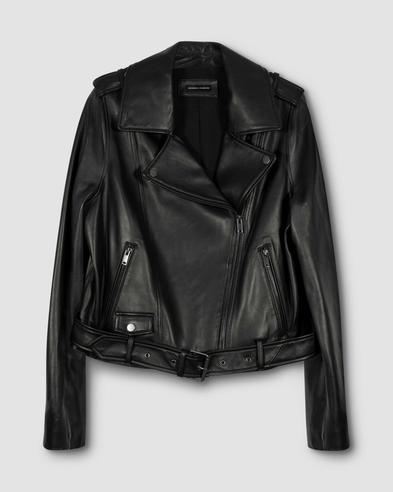 Universal Standard Leeron Leather Moto Jacket - Black