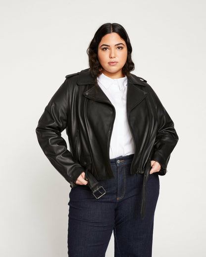 Universal Standard Leeron Leather Moto Jacket - Black