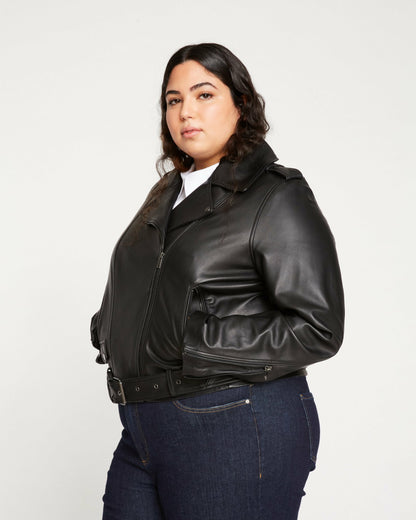 Universal Standard Leeron Leather Moto Jacket - Black