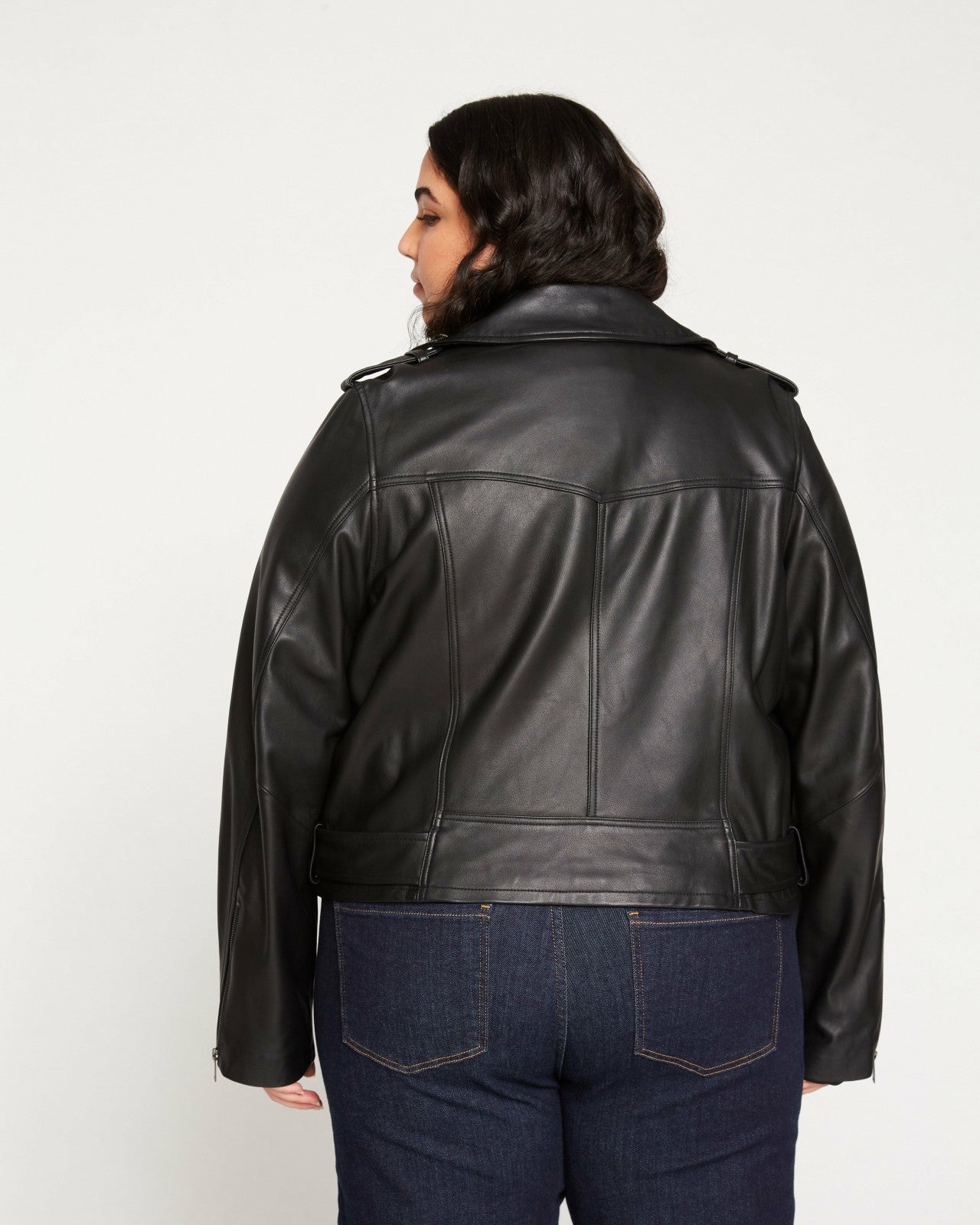Universal Standard Leeron Leather Moto Jacket - Black