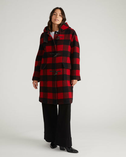 Universal Standard Highlands Duffle Coat - Red Buffalo Check