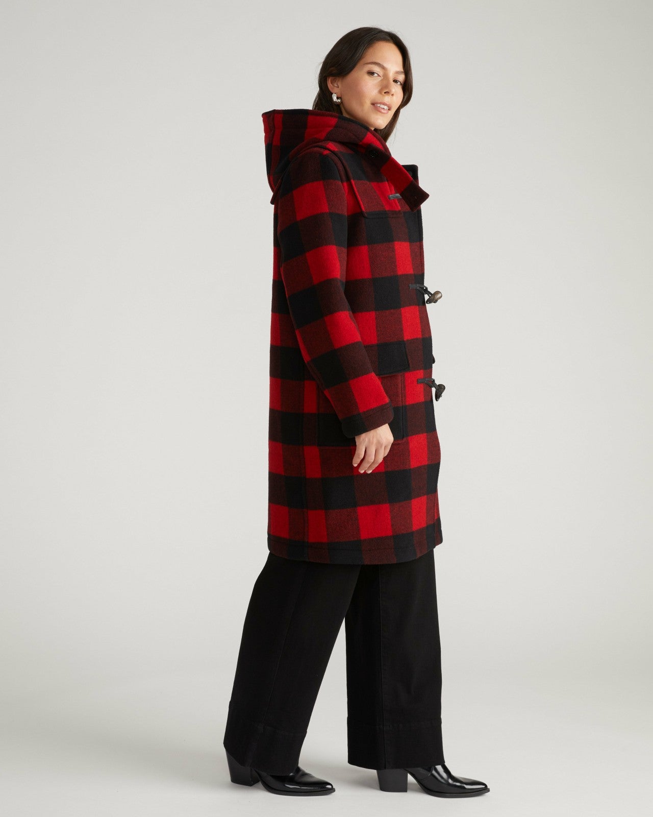 Universal Standard Highlands Duffle Coat - Red Buffalo Check