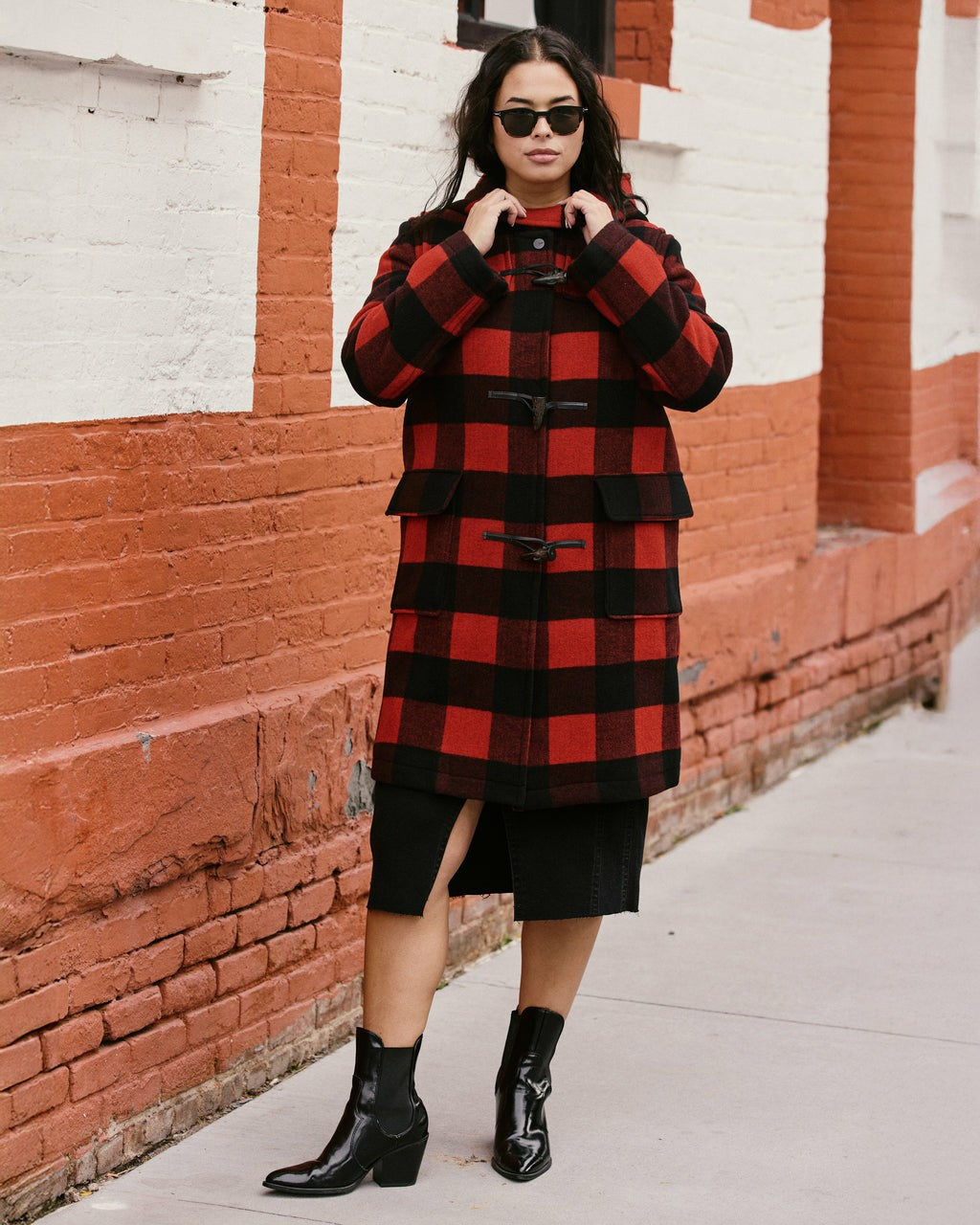 Universal Standard Highlands Duffle Coat - Red Buffalo Check