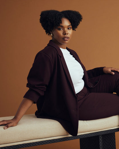Universal Standard Beas Ponte Blazer - Black Cherry
