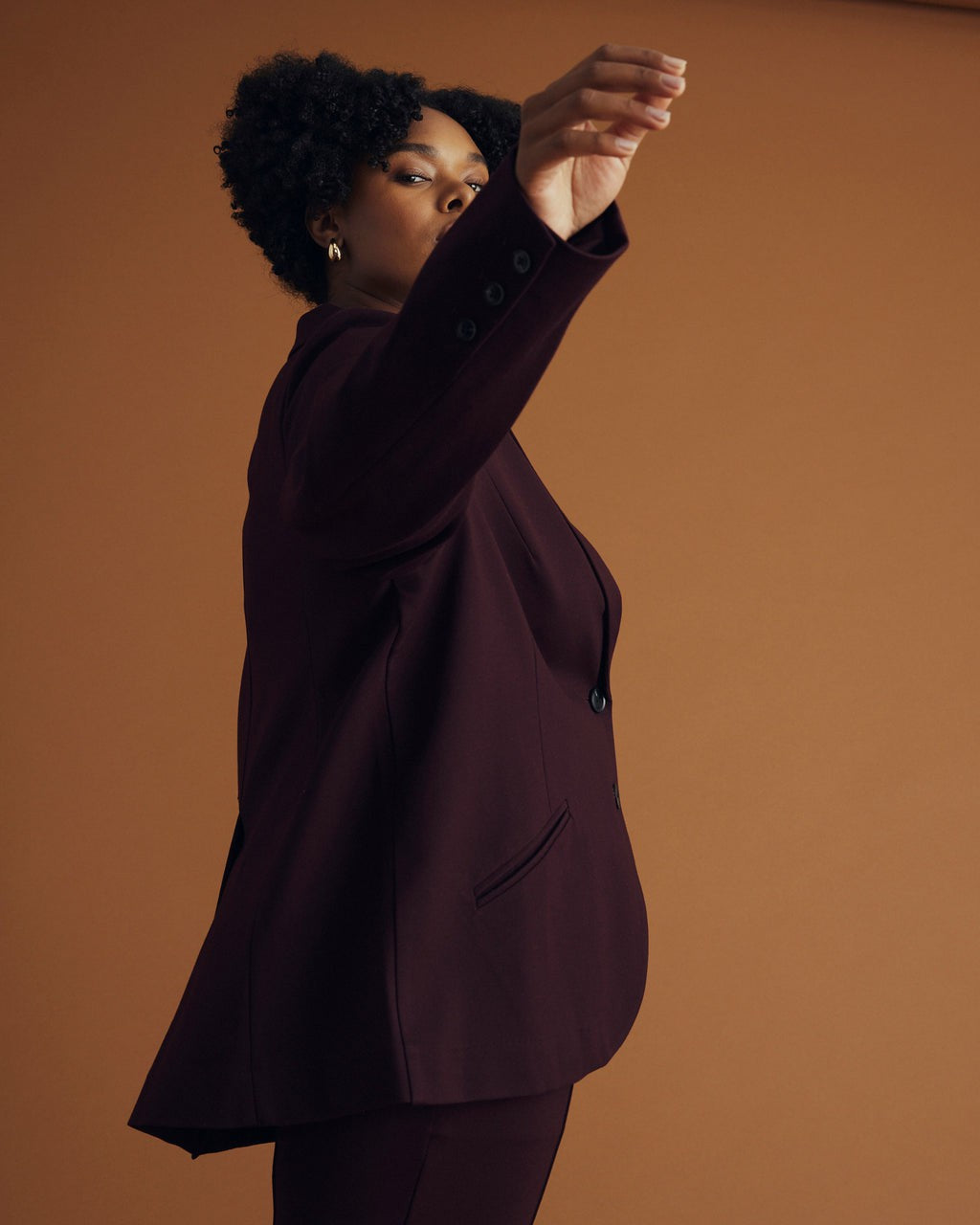 Universal Standard Beas Ponte Blazer - Black Cherry