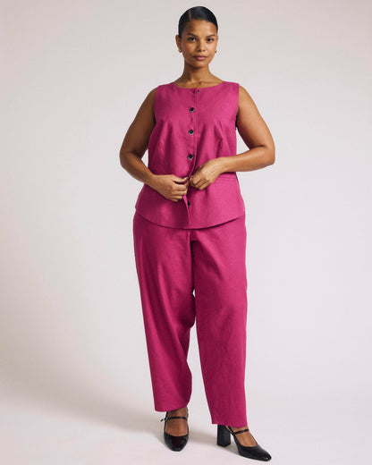 Universal Standard Tamsin Stretch Linen Blend Vest - Hyper Pink