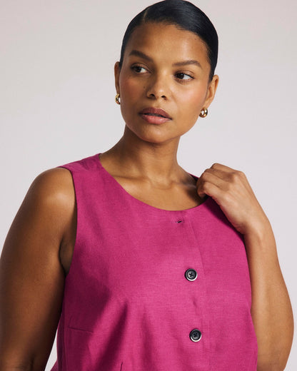 Universal Standard Tamsin Stretch Linen Blend Vest - Hyper Pink