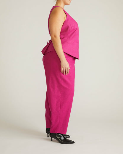 Universal Standard Tamsin Stretch Linen Blend Vest - Hyper Pink