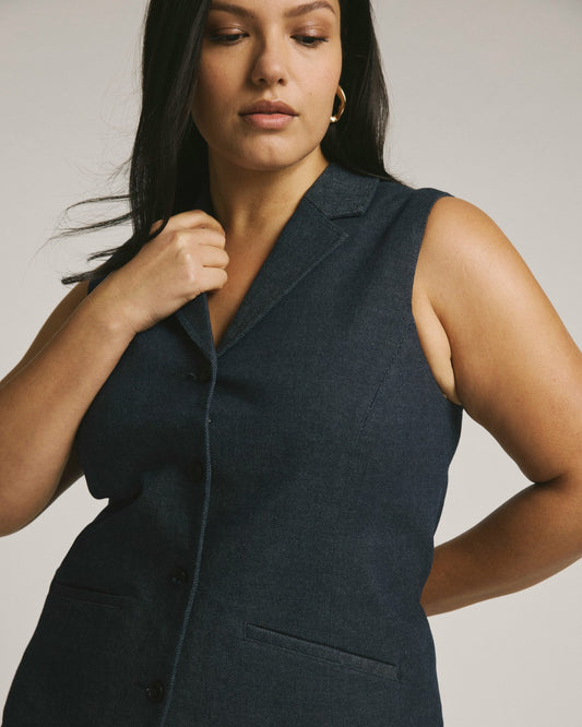 Universal Standard Edwin Denim Look Vest - Dark Indigo