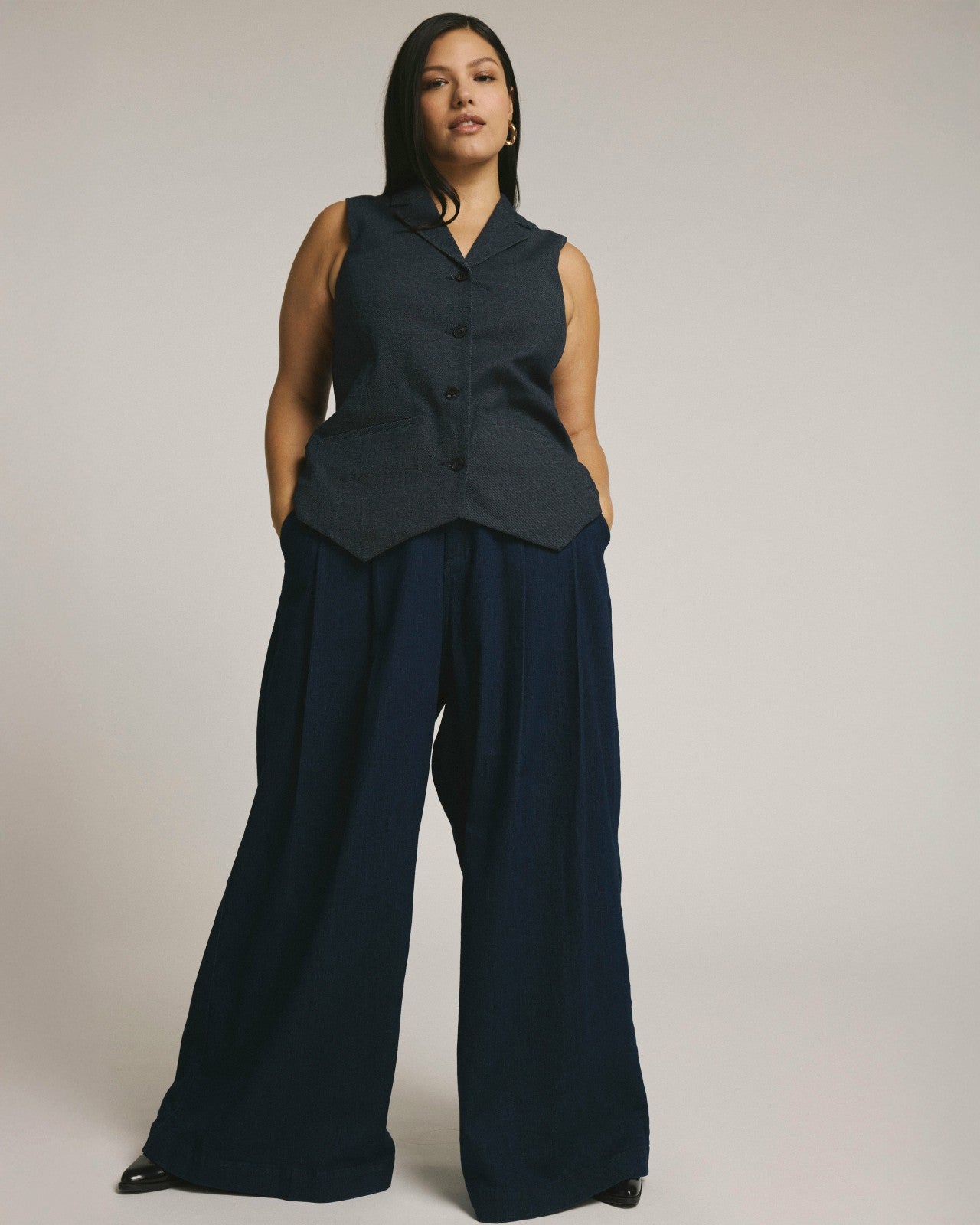 Universal Standard Edwin Denim Look Vest - Dark Indigo